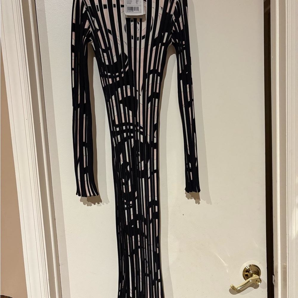 Emilio Pucci Black and Pink Long Sleeve Dress
